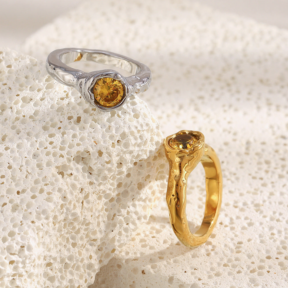 Wholesale Gold-plated white stone thin ring